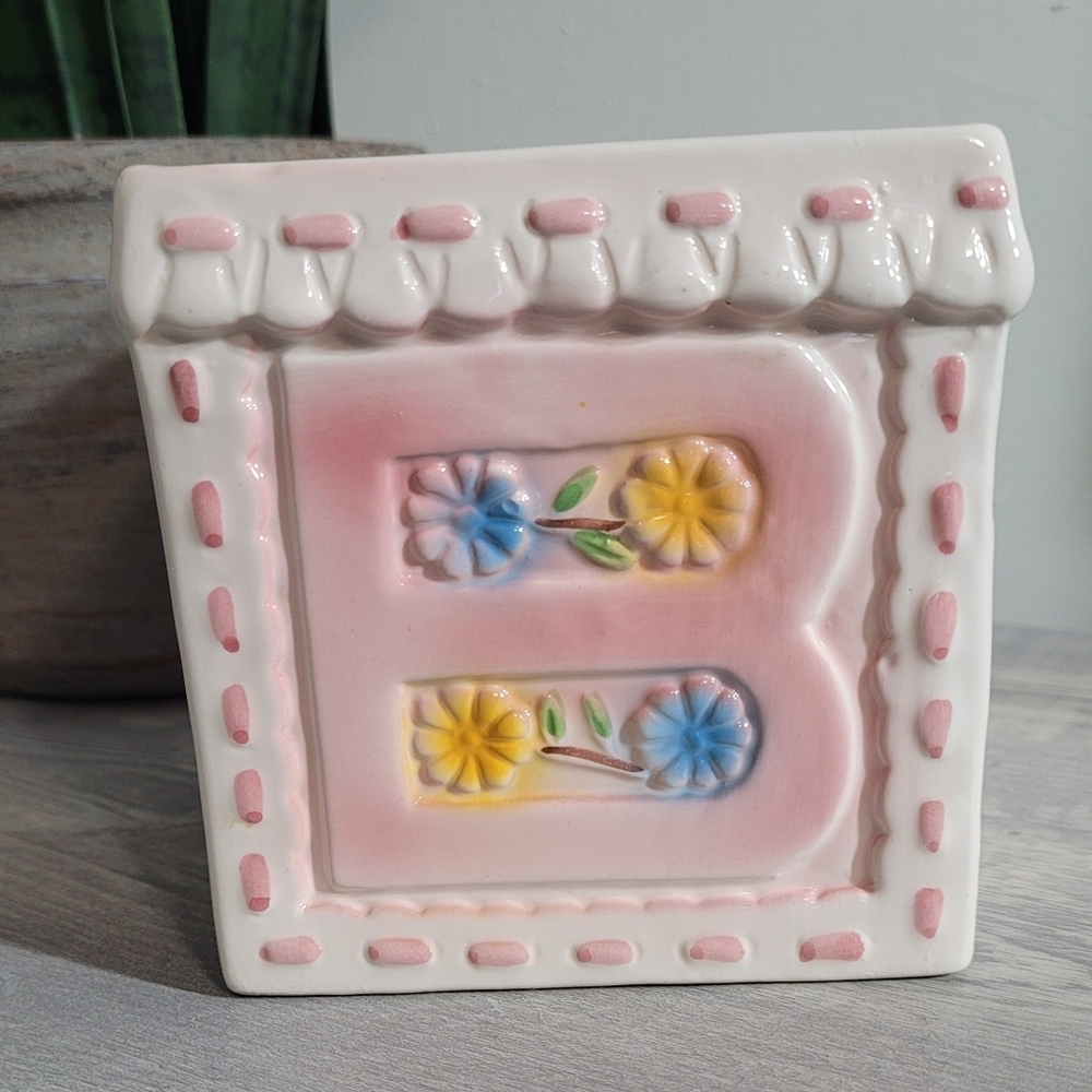 Vintage Pink Nursery Planter Alphabet Square - Picture 3 of 7